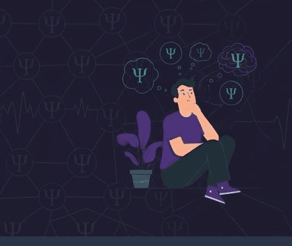 Ilustración de estudiante de Psicología repasando el PIR